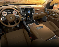 modern truck interior with leather seats, a premium sound system, and a touchscreen infotainment system