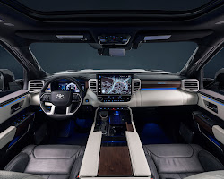 Luxurious truck interior with infotainment system